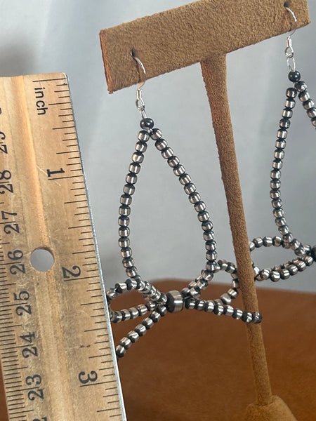 Teardrop Bead Bow Earrings by First American Traders