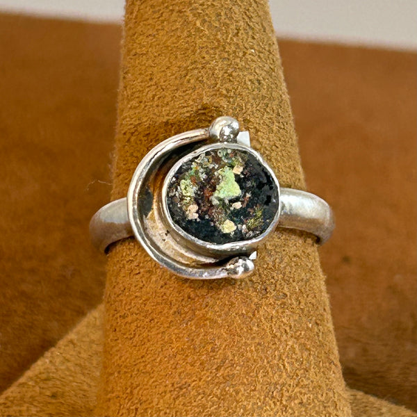 Side Shadowboxed Ancient Roman Glass Ring by Petra Nalini Palmer