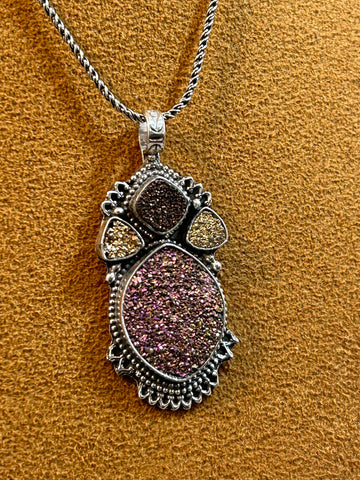 Small Druzy Angel Necklace by Aldrich Arts