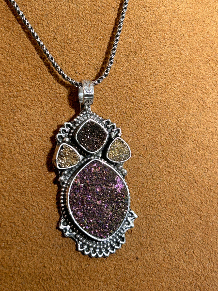 Small Druzy Angel Necklace by Aldrich Arts