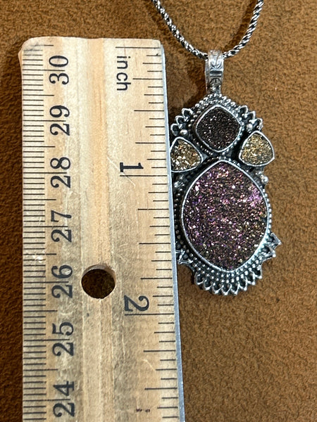 Small Druzy Angel Necklace by Aldrich Arts