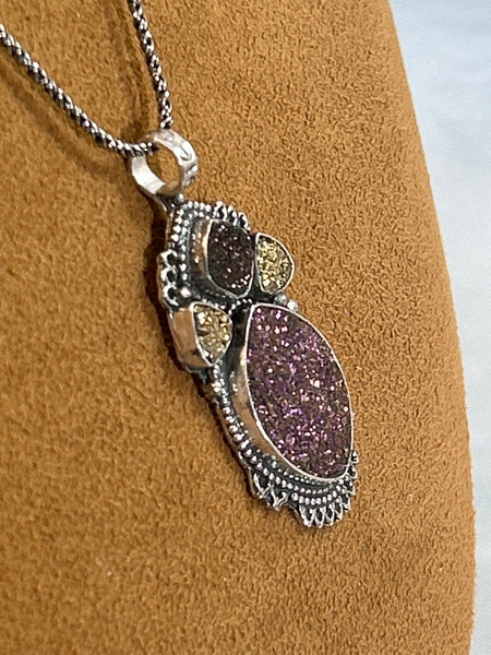 Small Druzy Angel Necklace by Aldrich Arts