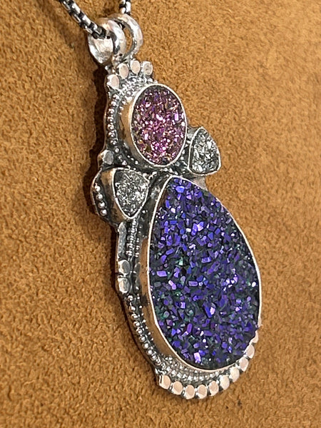 Large Druzy Angel Necklace by Aldrich Arts