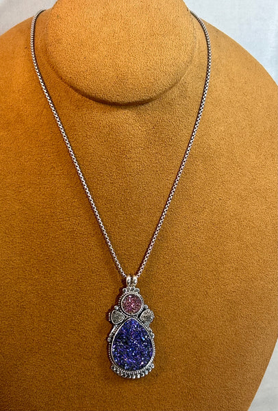 Large Druzy Angel Necklace by Aldrich Arts