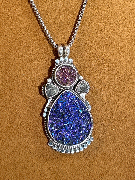 Large Druzy Angel Necklace by Aldrich Arts