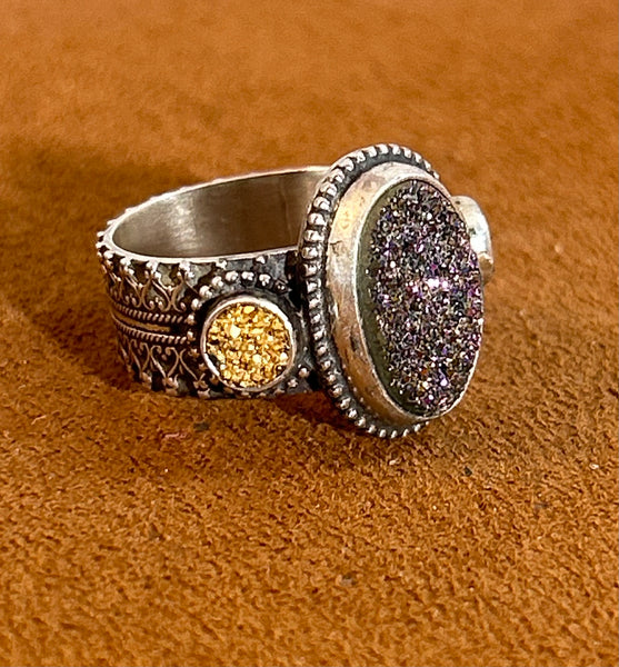 Magic Gold Druzy Ring by Aldrich Arts