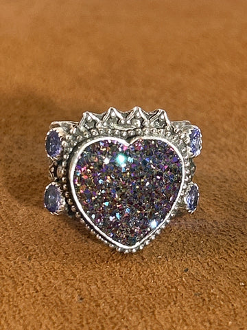 Crowned Heart Druzy Ring by Aldrich Arts