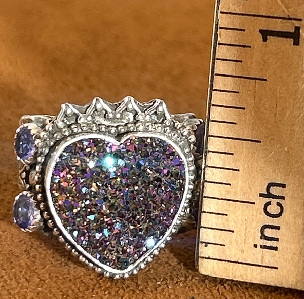 Crowned Heart Druzy Ring by Aldrich Arts