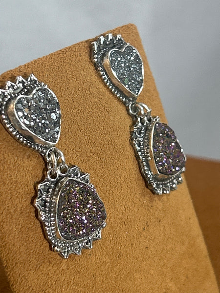 Two Tier Silver Heart Earrings by Aldrich Arts