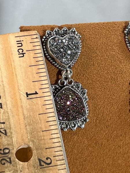 Two Tier Silver Heart Earrings by Aldrich Arts