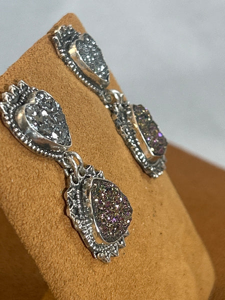 Two Tier Silver Heart Earrings by Aldrich Arts