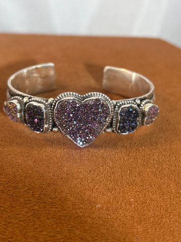 Large Heart Druzy Cuff by Aldrich Art