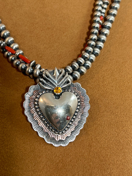Flaming Heart Necklace by Rachel Grace Studios