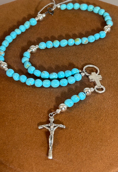 Turquoise Car Rosary Necklace by First American Traders
