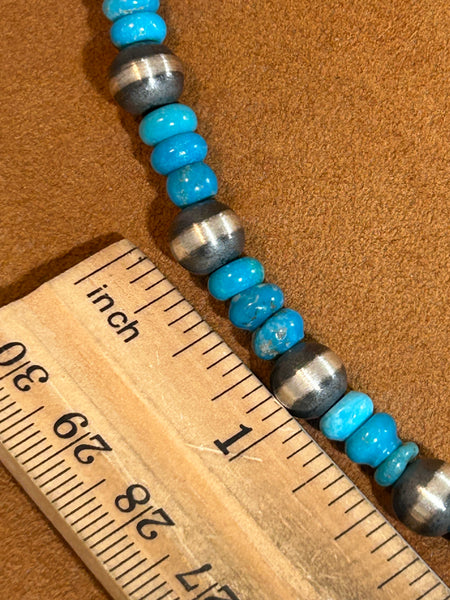 Vibrant Blue Turquoise and Silver Necklace by First American Traders