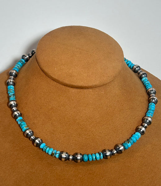 Light Blue Turquoise and Silver Necklace by First American Traders