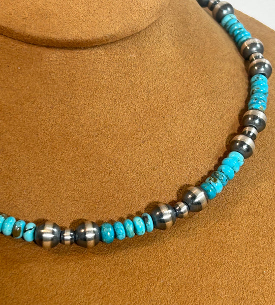 Light Blue Turquoise and Silver Necklace by First American Traders