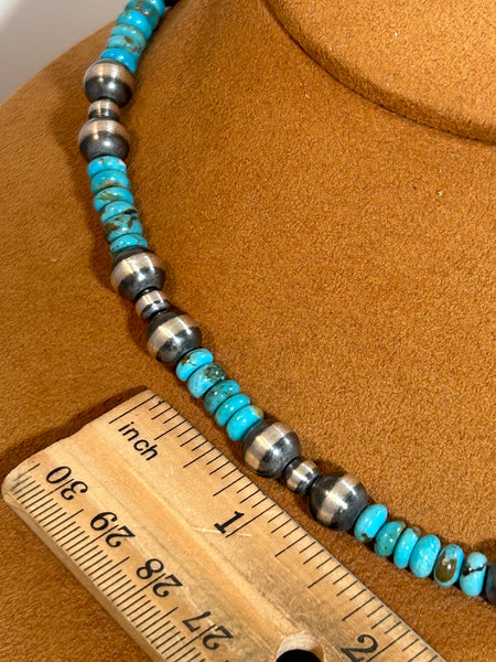 Light Blue Turquoise and Silver Necklace by First American Traders