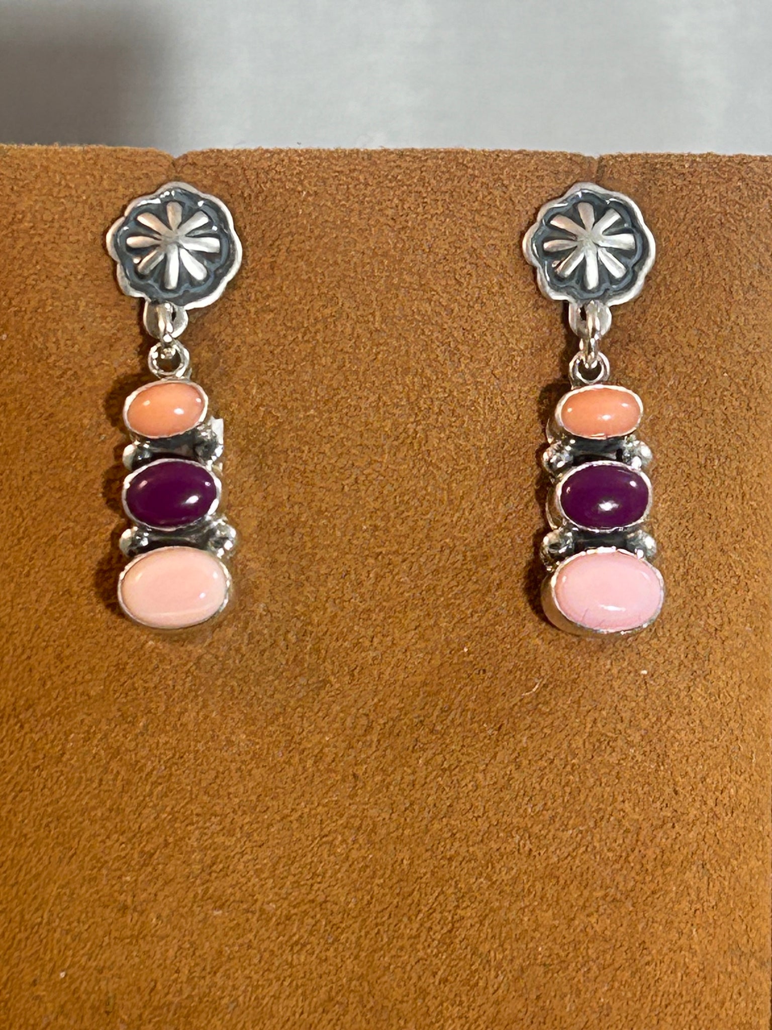 Coral and Sugilite Post Earrings by Don Lucas