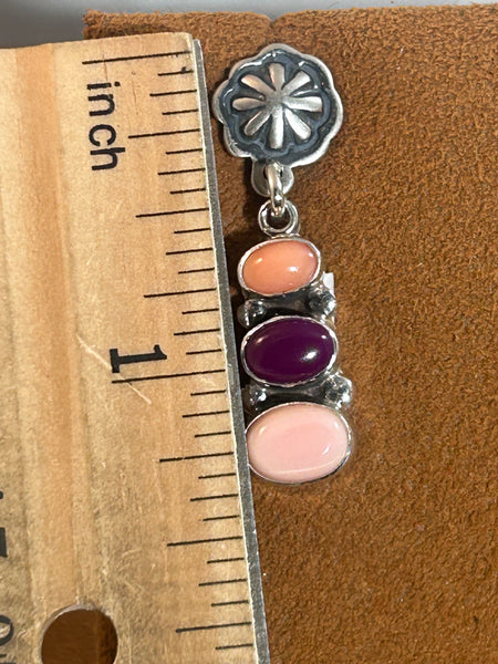 Coral and Sugilite Post Earrings by Don Lucas