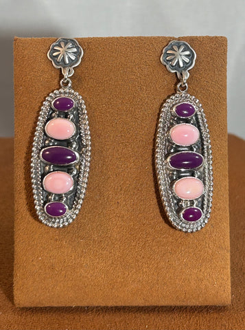 Conch and Sugilite Post Earrings by Don Lucas