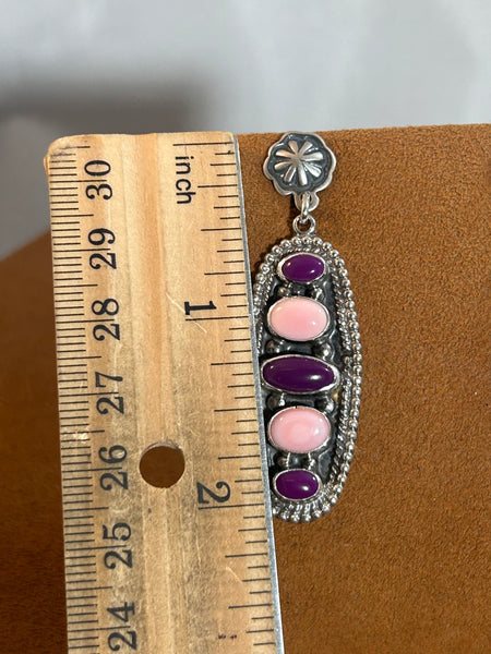 Conch and Sugilite Post Earrings by Don Lucas