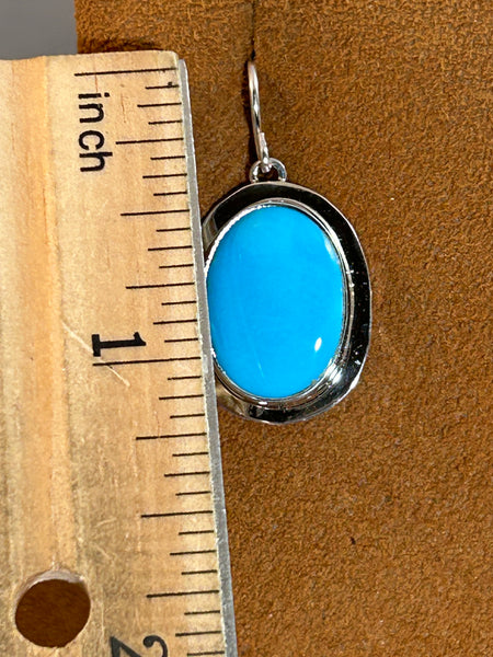 Kingman Turquoise Earrings with Flat Border by Kevin Randall Studios