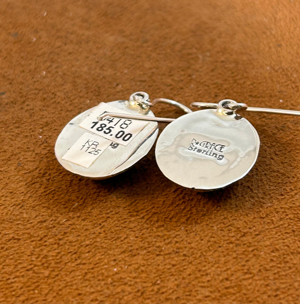 Kingman Turquoise Drop Earrings with Etched Border by Kevin Randall Studios