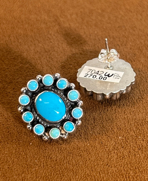 Turquoise Oval Cluster Earrings by Don Lucas