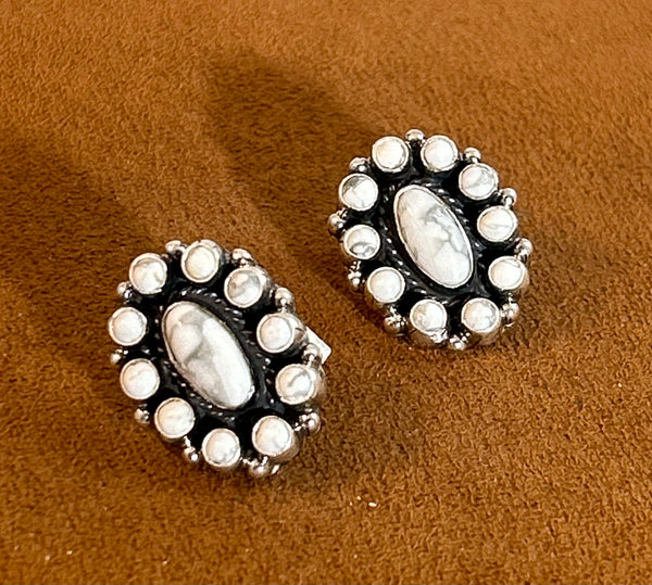Howlite and Oval Cluster Earrings by Don Lucas