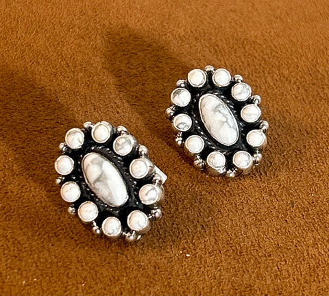 Howlite and Oval Cluster Earrings by Don Lucas