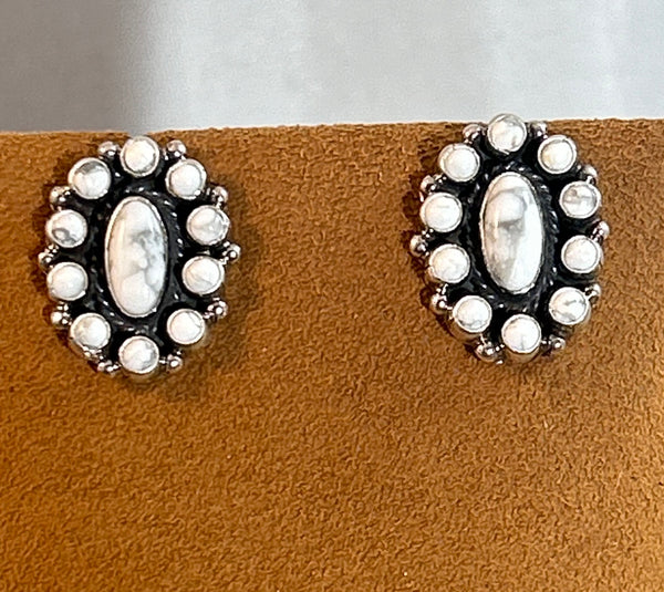 Howlite and Oval Cluster Earrings by Don Lucas