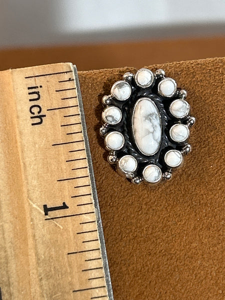 Howlite and Oval Cluster Earrings by Don Lucas