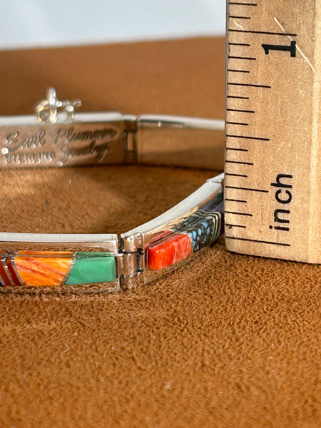 Multi-Stone Inlay Hinge Bracelet by Earl Plummer