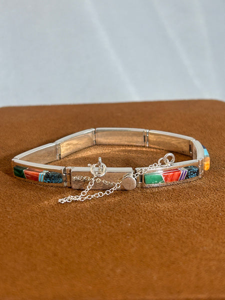 Multi-Stone Inlay Hinge Bracelet by Earl Plummer