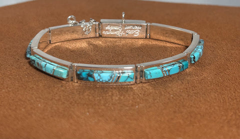 Spiderweb Turquoise Inlay Hinge Bracelet by Earl Plummer