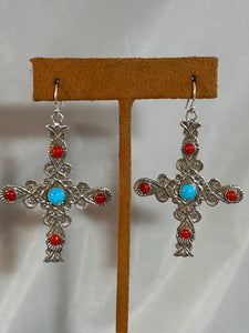 Carmel Cross with Coral and Turquoise by Gregory Segura