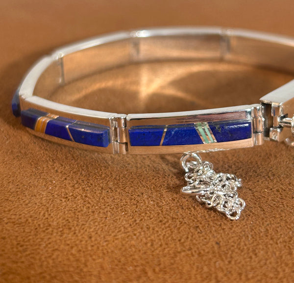 Lapis Inlay Hinge Bracelet by Earl Plummer