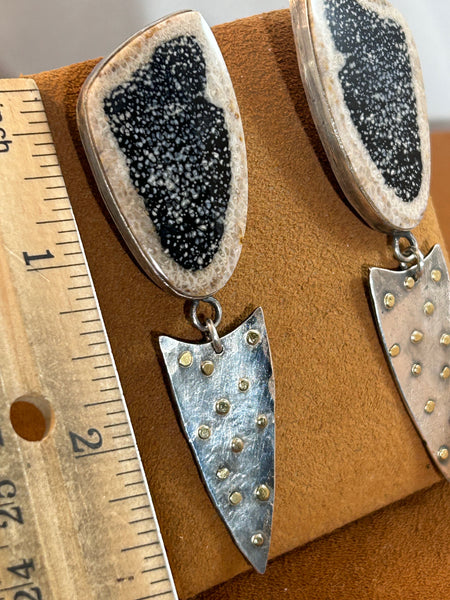 Petrified Texas Palm Earrings by Victoria Maase Stoll