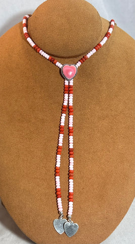 Pink and Red Bolo Heart Necklace by Don Lucas