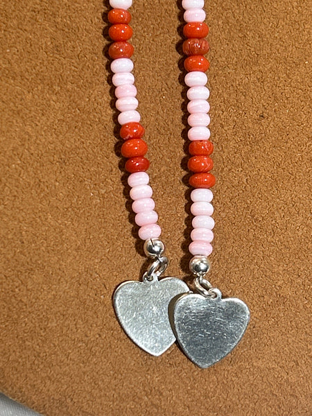 Pink and Red Bolo Heart Necklace by Don Lucas