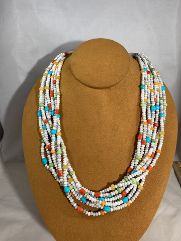 Howilite Eight Strand Multi Stone Necklace by Don Lucas