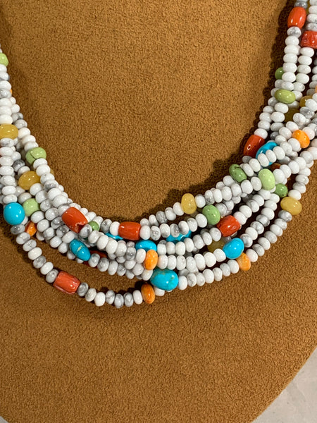 Howilite Eight Strand Multi Stone Necklace by Don Lucas