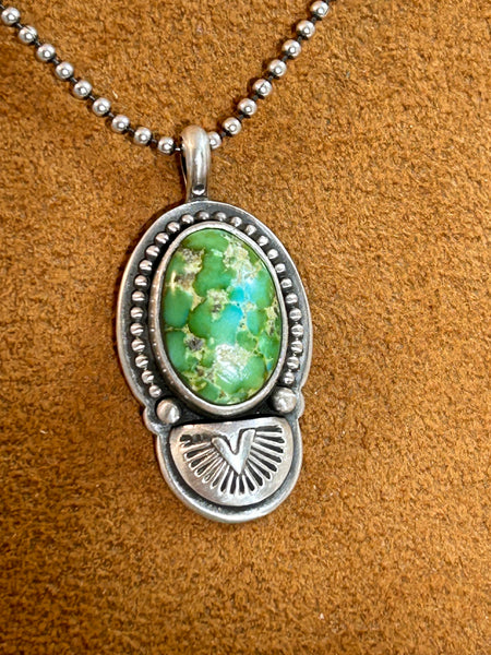 Sonoran Gold Turquoise Stamped Pendant by Keri Muñiz