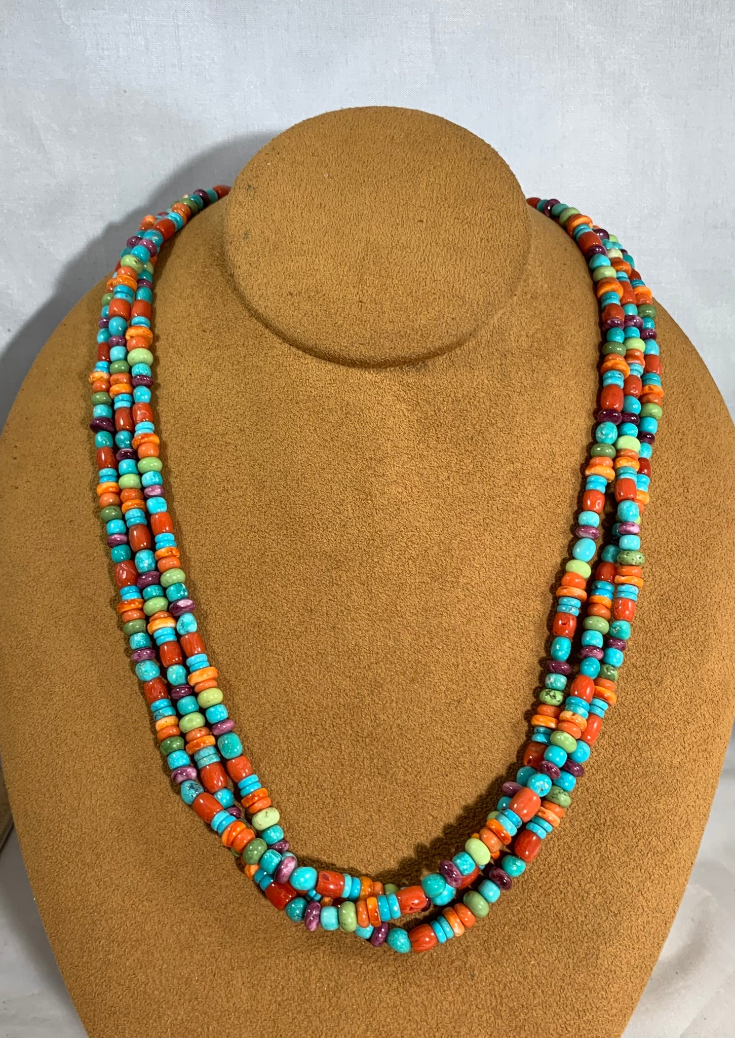 Three Strand Turquoise and Multi-Stone Necklace by Don Lucas