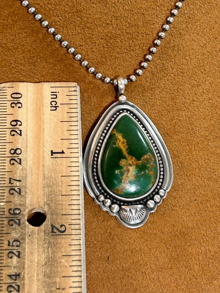 Large Tyrone Turquoise Pendant by Keri Muñiz
