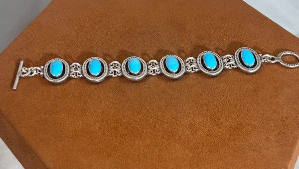 Oval Turquoise Link Bracelet by Don Lucas