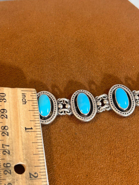Oval Turquoise Link Bracelet by Don Lucas