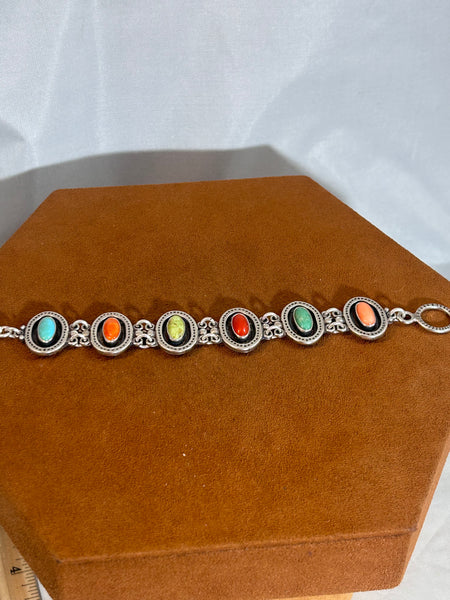 Oval Multi-Stone Link Bracelet by Don Lucas