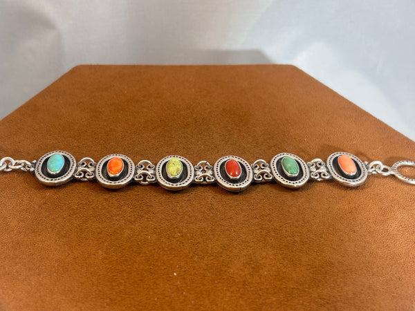 Oval Multi-Stone Link Bracelet by Don Lucas
